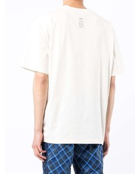 T-shirt à col rond imprimé blanc et noir MSGM