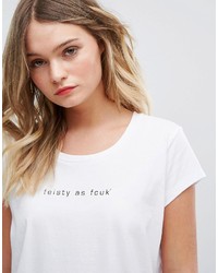 T-shirt à col rond imprimé blanc et noir French Connection