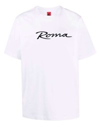 T-shirt à col rond imprimé blanc et noir Ferrari