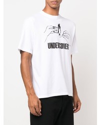 T-shirt à col rond imprimé blanc et noir Undercover