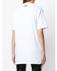 T-shirt à col rond imprimé blanc et noir Fausto Puglisi