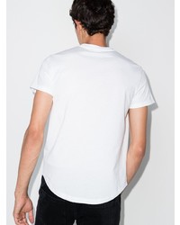 T-shirt à col rond imprimé blanc et noir Balmain