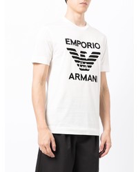 T-shirt à col rond imprimé blanc et noir Emporio Armani