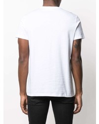 T-shirt à col rond imprimé blanc et noir Balmain