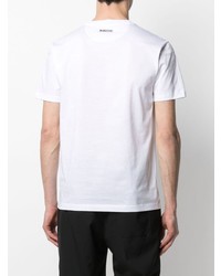 T-shirt à col rond imprimé blanc et noir Les Hommes