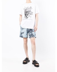 T-shirt à col rond imprimé blanc et noir Erdem