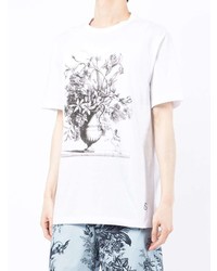 T-shirt à col rond imprimé blanc et noir Erdem