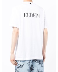 T-shirt à col rond imprimé blanc et noir Erdem