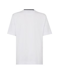 T-shirt à col rond imprimé blanc et noir Fendi