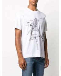 T-shirt à col rond imprimé blanc et noir Z Zegna