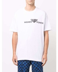 T-shirt à col rond imprimé blanc et noir Prmtvo