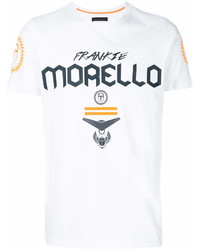 T-shirt à col rond imprimé blanc et noir Frankie Morello