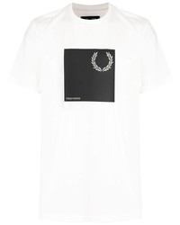T-shirt à col rond imprimé blanc et noir Fred Perry
