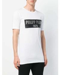 T-shirt à col rond imprimé blanc et noir Philipp Plein