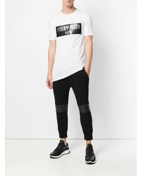 T-shirt à col rond imprimé blanc et noir Philipp Plein