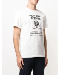 T-shirt à col rond imprimé blanc et noir Kent & Curwen