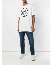 T-shirt à col rond imprimé blanc et noir Stella McCartney