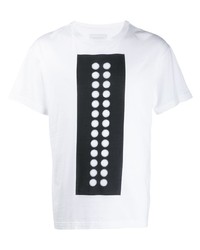 T-shirt à col rond imprimé blanc et noir Fumito Ganryu