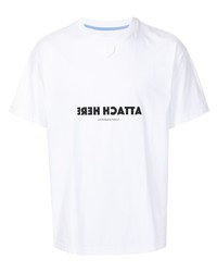T-shirt à col rond imprimé blanc et noir Fumito Ganryu