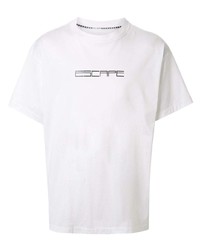 T-shirt à col rond imprimé blanc et noir Fumito Ganryu