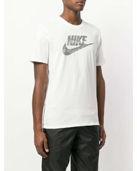 T-shirt à col rond imprimé blanc et noir Nike