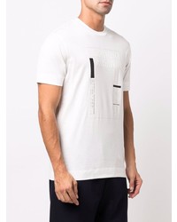 T-shirt à col rond imprimé blanc et noir Emporio Armani