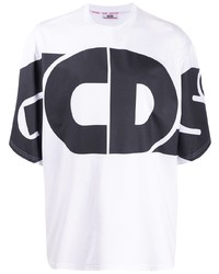 T-shirt à col rond imprimé blanc et noir Gcds