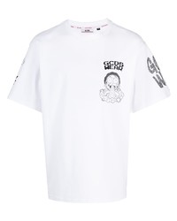 T-shirt à col rond imprimé blanc et noir Gcds