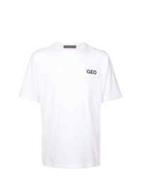 T-shirt à col rond imprimé blanc et noir Geo