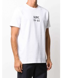 T-shirt à col rond imprimé blanc et noir A.P.C.