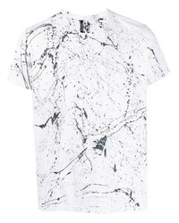 T-shirt à col rond imprimé blanc et noir Giorgio Brato