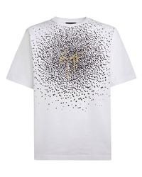 T-shirt à col rond imprimé blanc et noir Giuseppe Zanotti