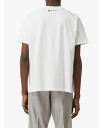 T-shirt à col rond imprimé blanc et noir Burberry