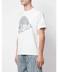 T-shirt à col rond imprimé blanc et noir Haculla