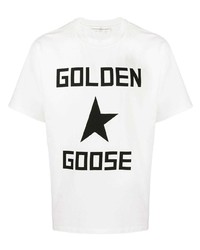 T-shirt à col rond imprimé blanc et noir Golden Goose