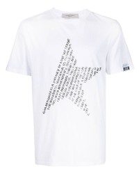 T-shirt à col rond imprimé blanc et noir Golden Goose