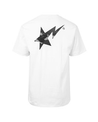 T-shirt à col rond imprimé blanc et noir A Bathing Ape