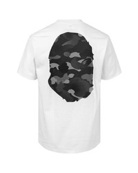 T-shirt à col rond imprimé blanc et noir A Bathing Ape