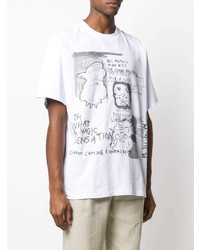 T-shirt à col rond imprimé blanc et noir MSGM