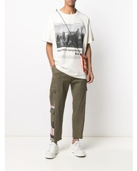 T-shirt à col rond imprimé blanc et noir Rhude