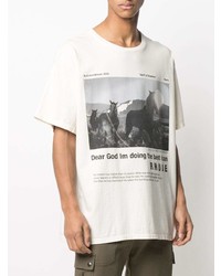 T-shirt à col rond imprimé blanc et noir Rhude