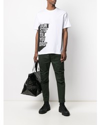 T-shirt à col rond imprimé blanc et noir DSQUARED2