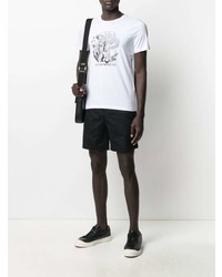 T-shirt à col rond imprimé blanc et noir Emporio Armani