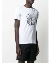 T-shirt à col rond imprimé blanc et noir Emporio Armani