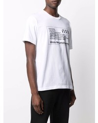 T-shirt à col rond imprimé blanc et noir White Mountaineering