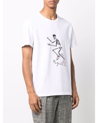 T-shirt à col rond imprimé blanc et noir Alexander McQueen