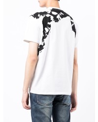 T-shirt à col rond imprimé blanc et noir Alexander McQueen