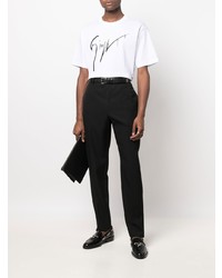 T-shirt à col rond imprimé blanc et noir Giuseppe Zanotti