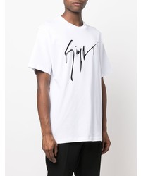 T-shirt à col rond imprimé blanc et noir Giuseppe Zanotti