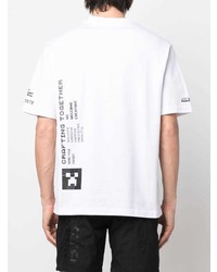 T-shirt à col rond imprimé blanc et noir Lacoste